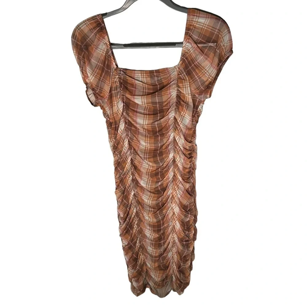 Madden NYC  Ruched Dress with Puff Sleeves Size Large